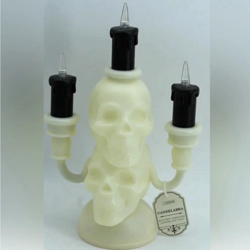 Target Light Up Skull Candelabra Halloween Decor NWT
